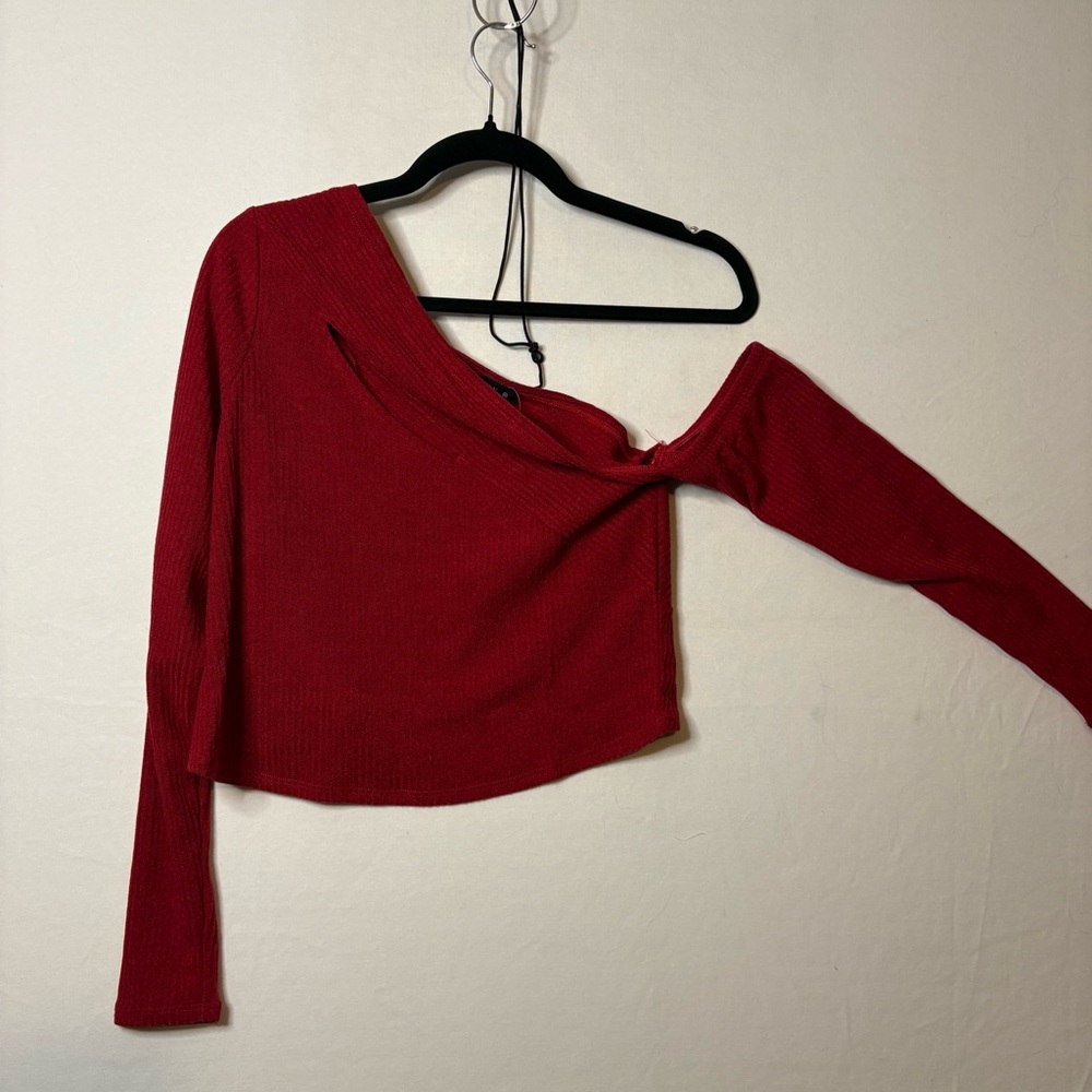 Soncy One-Shoulder Cutout Ribbed Knit Top size 00